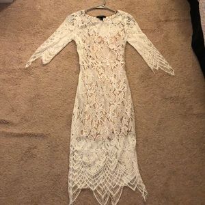 White dress with nude lining